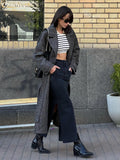 Vintage Black Denim Skirts Woman Fashion Elegant High Waist Office Lady Long Skirts Casual Slit Skirt Female