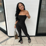 Fashion Solid Color Pants Slit