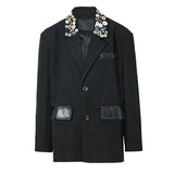 Women Black Colorful Button Big Size Blazer New Lapel Long Sleeve Loose Fit Jacket Fashion Spring Autumn 2023