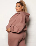 Plus Size Zipper Long Sleeve Hoodies And Pant 2 Piece