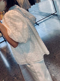 VAREY LIN Summer Japan Style Puff Sleeve Shirt Blouse Women Fashion Peter Collar Print White Tops Lady Sweet A-line