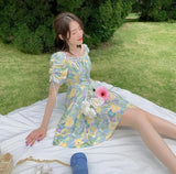 Party Puff Sleeve Floral Vintage Dress Women French High Waist Designer Beach Dress Female 2022 Women's Summer Sundresses Casual