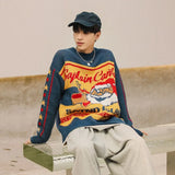 Christmas Sweater Retro Christmas Couple Outfit Loose Lazy Outside Wear 2021 Autumn Winter Snowflake Round Neck New Year