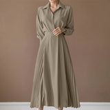 Pleated Fashion Elegant Work OL Party Casual Vestidos Shirtdress Vintage Dresses ZANZEA Women Spring Sleeved A-line Lapel