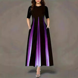 New Summer Loose Casual Print Collar Plus-Size Dress Women's