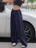 Piping Detail Wide Leg Track Pants-Outfit