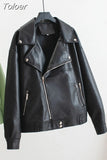 MODA 2023 Women Chic Pu Faux Leather Jackets Coat Spring Autumn Style Motorcycle Biker Jacket Female Oversized