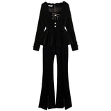 Spring New French Elegant Women's Pants Set Fashion Velvet Coat Trousers Two-piece Set Female Casual Wear Tracksuit