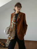 Women Pattern Printed Velvet Blazer New Lapel Long Sleeve Loose Fit Jacket Fashion Tide Spring Autumn 2023