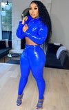 Casual PU Leather Long Sleeve With Hood Short