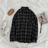 Size Women Shirt Plaid Blouse Female Korean Style Long Sleeves Tops Casual Checked Outwear Button Up Cotton Femme