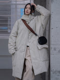Black Big Size Warm Hooded Cotton-padded Coat Long Sleeve Loose Fit Women Parkas Fashion New Autumn Winter 2022