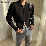 Korean Style Autumn Kintted Caidigans for Women Silm Waist Zipper Short Green Sweater Tops Chic Long Sleeve