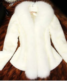 Winter Fake Fur Collar Long Sleeve Slim