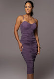 Sexy Pleated Strap Midi Party