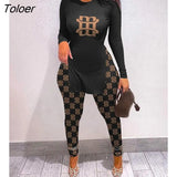 Tracksuits Women's Crop Top And Pants Set Casual Tigth Slim Two 2 Pieced Sets Letter Printed Tracksuit Set For