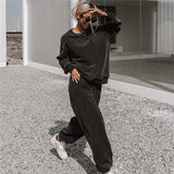 Tracksuit Women Sports And Leisure Sweater Suit Long Sleeve O-Neck Top And Long Sports Pants 2021 Autumn Two-Piece