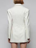 Fashion Women's Blazer New Notched Long Sleeves Solid Spliced High Waist Slim Suit Jackets Female Tide Summer 2023