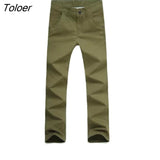 Fashion Casual Men Solid Color Pockets Cotton Long Pants Plus Size Straight