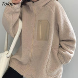 Winter Hooded Teddy Jacket Women 2023 Long Sleeve Warm Lamb Wool Jacket Woman Streetwear Zipper Up Fleece Coats