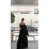 Shoulder Ribbon Dress Women's Summer Fashion Temperament Reduction Loose Thin A Word Long