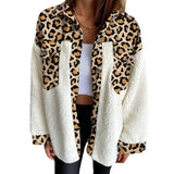 New Collared Leopard Print Plush Stitching Color Warm Long-Sleeved Autumn And Winter Shirt