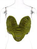 Sexy Slash Neck Draped Y2K Velvet Corset Women Tank Top Sleeveless Backless Strapless Party Club Festival Camisole Female