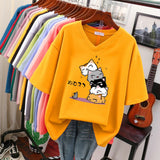 100% Cotton Plus Size T Shirt Anime Short Sleeve Women's Top 2023 Summer Couple Loose Oversized T Shirts Japanese
