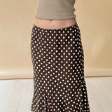 Fashion Basic Wave Point Bump Low-Waisted Hottie Lotus Leaf Side Splicing Straight Half Skirt