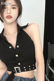 Crop Top Women Clothing Backless Slim Fit Fashion Tanks 2023 Ropa Mujer Harajuku Y2k Tops Korean Summer Harajuku