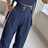 2025 New Solid Color Flying Sleeve Drifting With Short Tops To Wear Straight Trousers