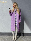 Fashion Loose Purple Woman Coat 2022 Casual Lapel Long Sleeve Office Coats Winter Single-Breasted Warm Jacket