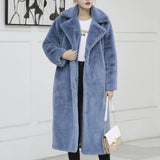 Ladies Faux Leather Long Coats Femme Pockets Soft Mink Fur Women Trendy Street Style Loose Short Outwear