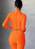 Ribbed Turtleneck Crop Top and Pants 2pc