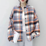 Thick Hair This Plaid Shirt Women Loose Long Autumn And Winter New Hong Kong Taste Shirt Coat