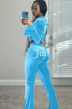 Beaded Letter Hoody Velour