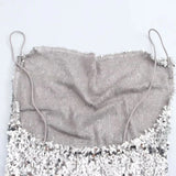 Silver Sequin Cowl Neck Midi Dress-Outfit