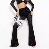 Women's Explosive Sexy Mesh Yarn Velvet High-Rise Legs Long Micro-Rac Casual