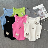 Man Body-In-Body Temperament Butterfly Short Sleeveless Vest Sling Female Summer Design Sense Niche Bottoming Shirt