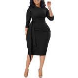 Women's Summer Office Dress Seven-Sleeved Flawed Bonded Professional Grand African