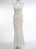 High-End Women's Fashion Set Sexy Lace Sling Small Top Cover-Up To Repair Fishtail Half Skirt
