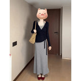 Price Pure Hot Girl Gray Hanging Neck Sling Dress Black Cardigan Women Summer Waist Thin