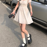 Dresses Women Summer Hollow Out Sexy College Lovely Girls Dating French Style Trendy Students Sweet A-line Puff Sleeve