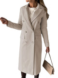 Women's Spring 2025 New Coat With Hair, Coat Solid Long-Sleeved Double-Buttoned