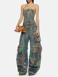 Toloer New Fashion Spray Color Camouflage Wipe Chest Integrated Overalls Sexy Hot Girl Jumpsuit Woman-Outfit
