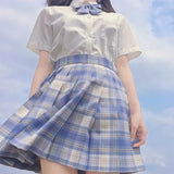 Women Jk Skirts High Waist Students School Uniform Pleated A-Line Mini Plaid Harajuku Preppy