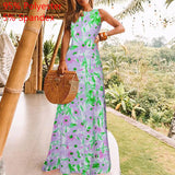 Celmia Summer Bohemian Floral Print Maxi Dress 2022 Women Sundress Sexy Sleeveless Casual Loose Party Beach Vestidos