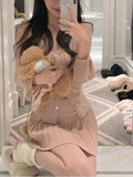 Piece Dress Set Women Knitted Cardigan + Mini Skirts V-Neck Y2k Clothing Sweater Dress Female Korean Fashion 2022 Autumn