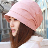 Women Elegant Solid Color All-match Skullies Simple Soft Femme Breathable Retro Daily Korean Style Warm Trendy