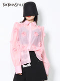 Casual Patchwork Appliques Blouses For Women Lapel Loose Long Sleeve Single Breasted Shirts Female 2022 Clothes